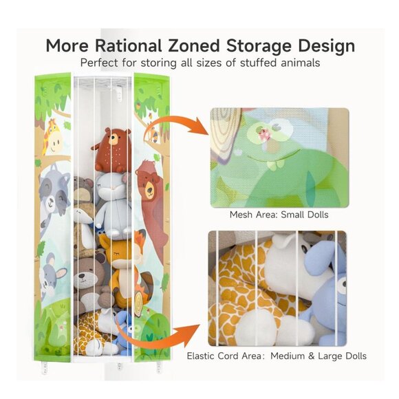 Stuffed Animal Storage Toy Organizer - Corner Stuffed Animals Holder for Wall - Picture 3 of 6